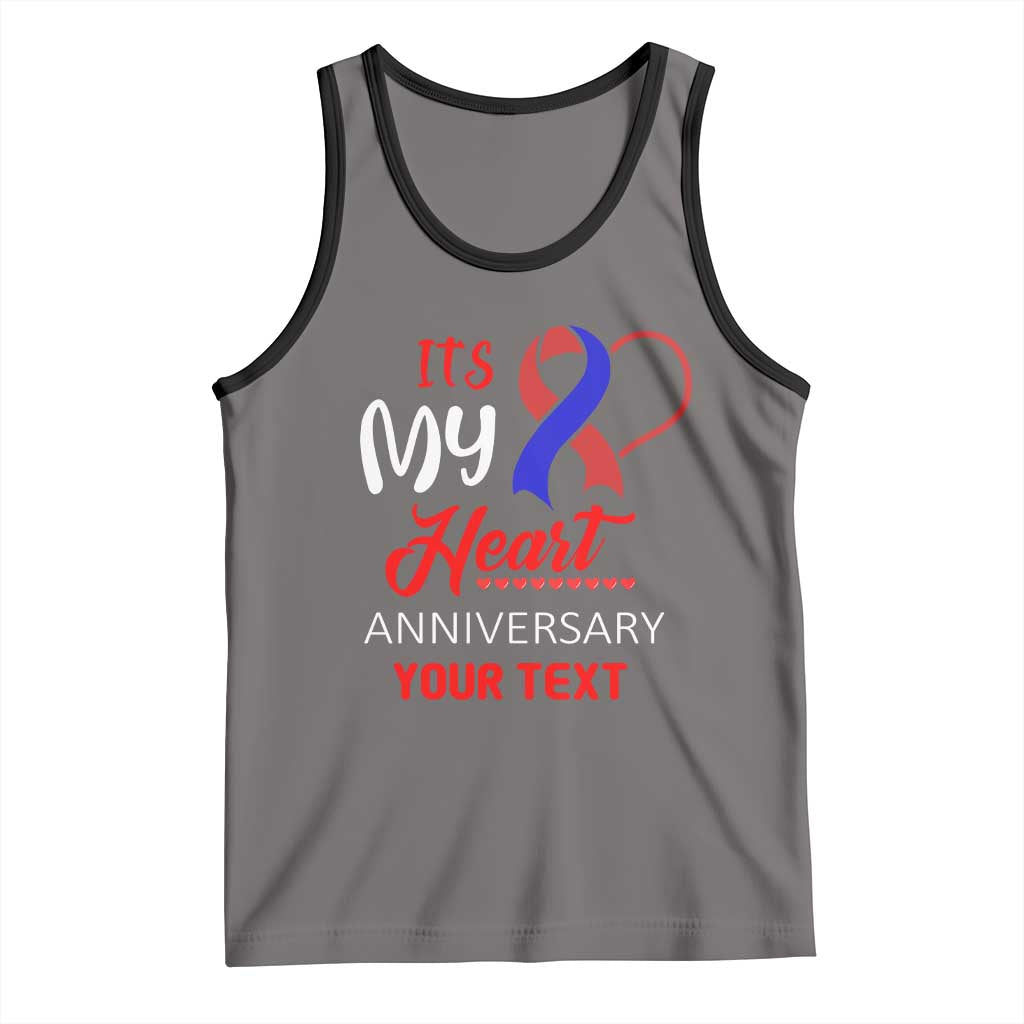 Personalized CHD Awareness Tank Top Custom Text It's My Heart Anniversary TS11 Deep Heather Black Print Your Wear