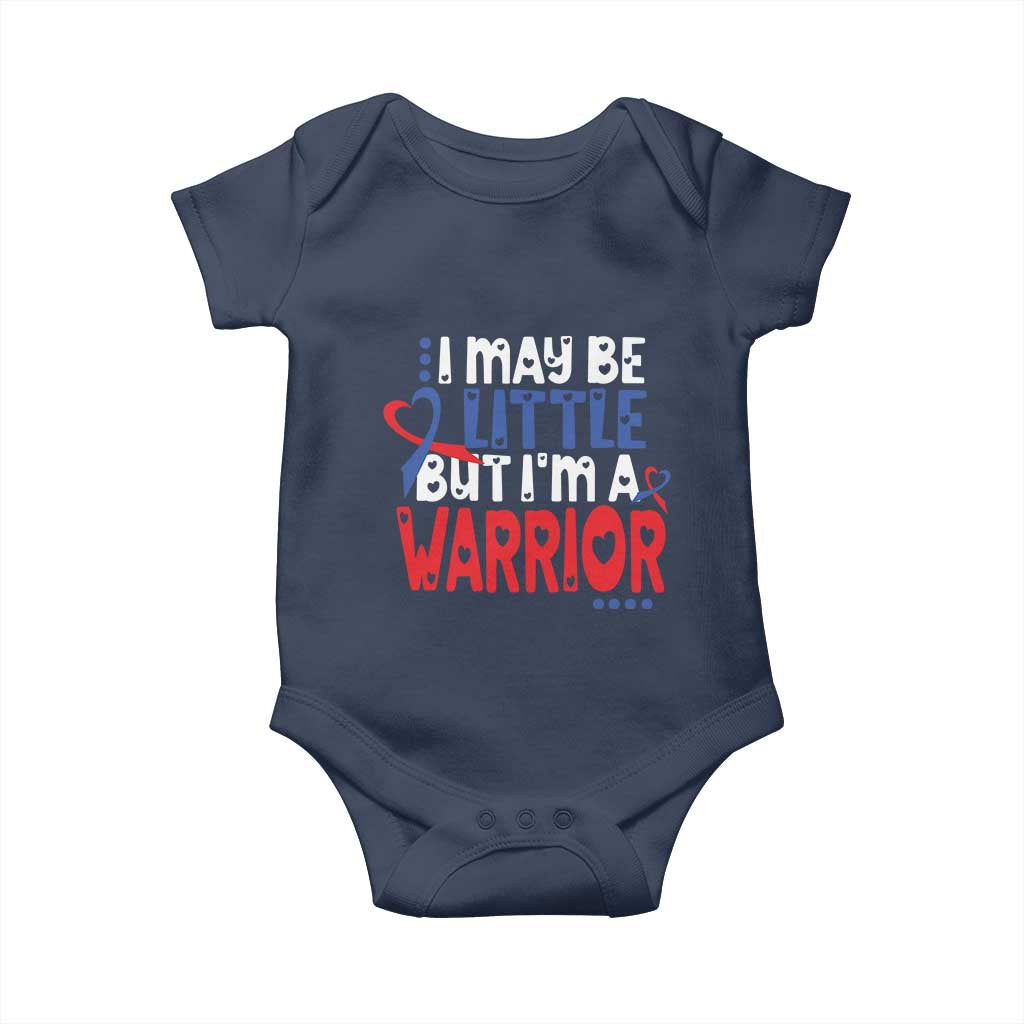 Congenital Heart Disease CHD Awareness Baby Onesie I May Be Little But I'm A Warrior TS11 Navy Print Your Wear