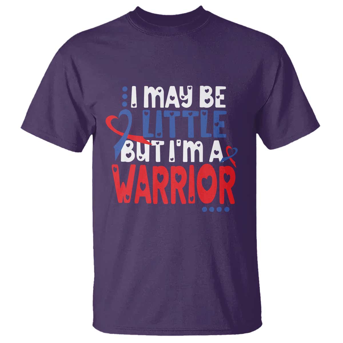 Congenital Heart Disease CHD Awareness T Shirt I May Be Little But I'm A Warrior TS11 Purple Print Your Wear