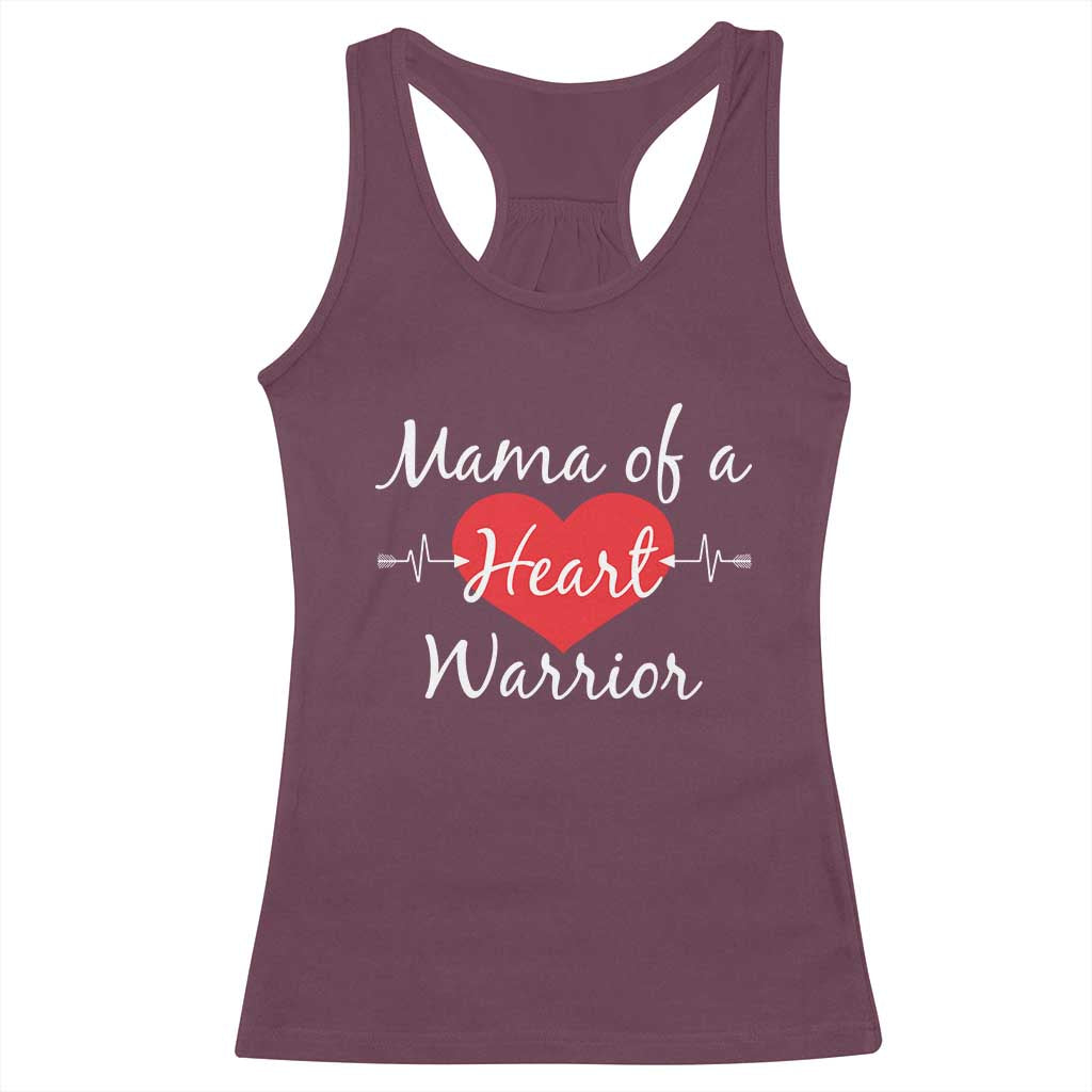 Mama Of A Heart Warrior Racerback Tank Top CHD Awareness Heart TS11 Maroon Print Your Wear
