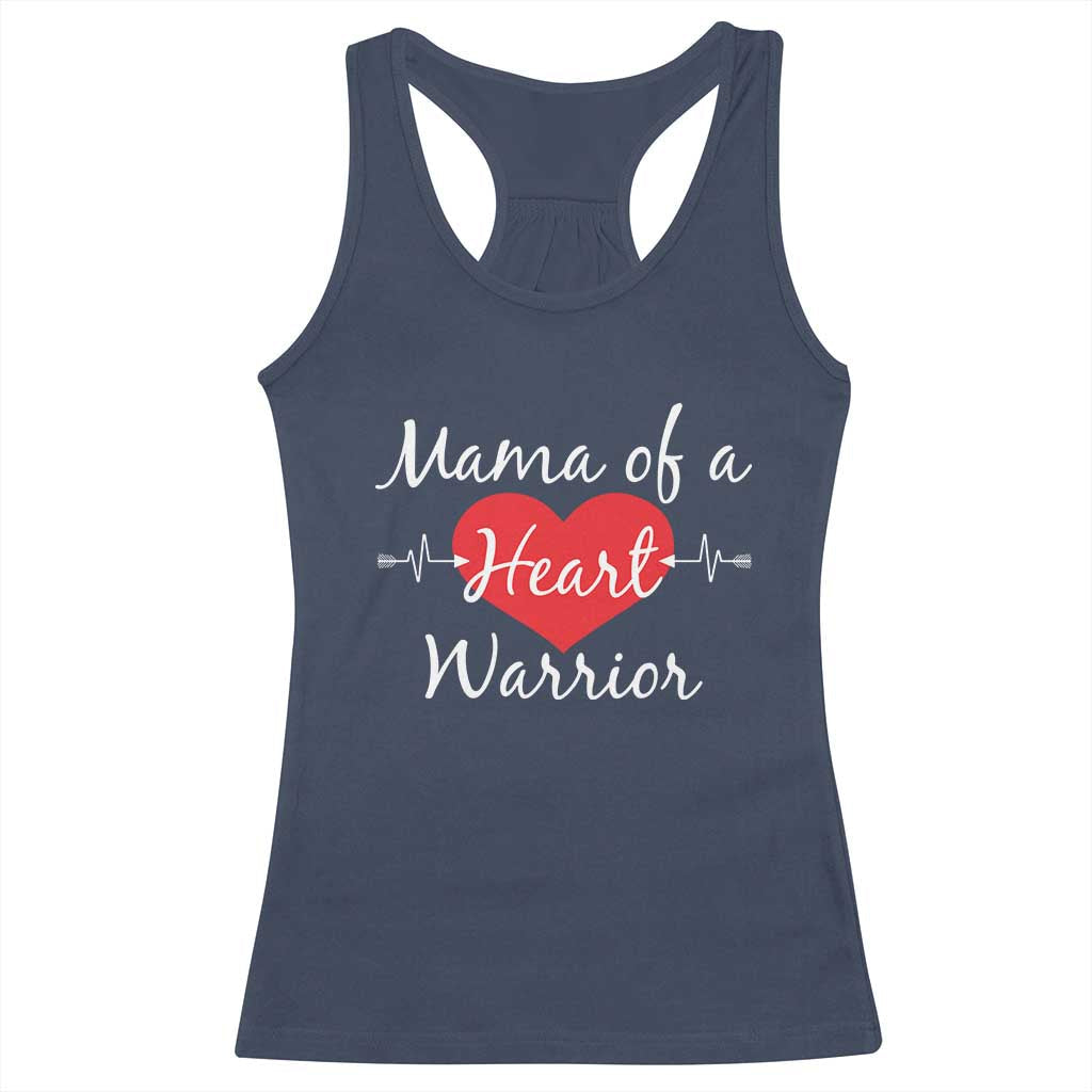 Mama Of A Heart Warrior Racerback Tank Top CHD Awareness Heart TS11 Navy Print Your Wear