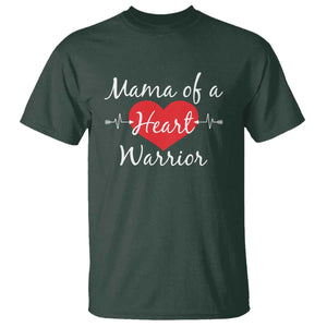 Mama Of A Heart Warrior T Shirt CHD Awareness Heart TS11 Dark Forest Green Print Your Wear