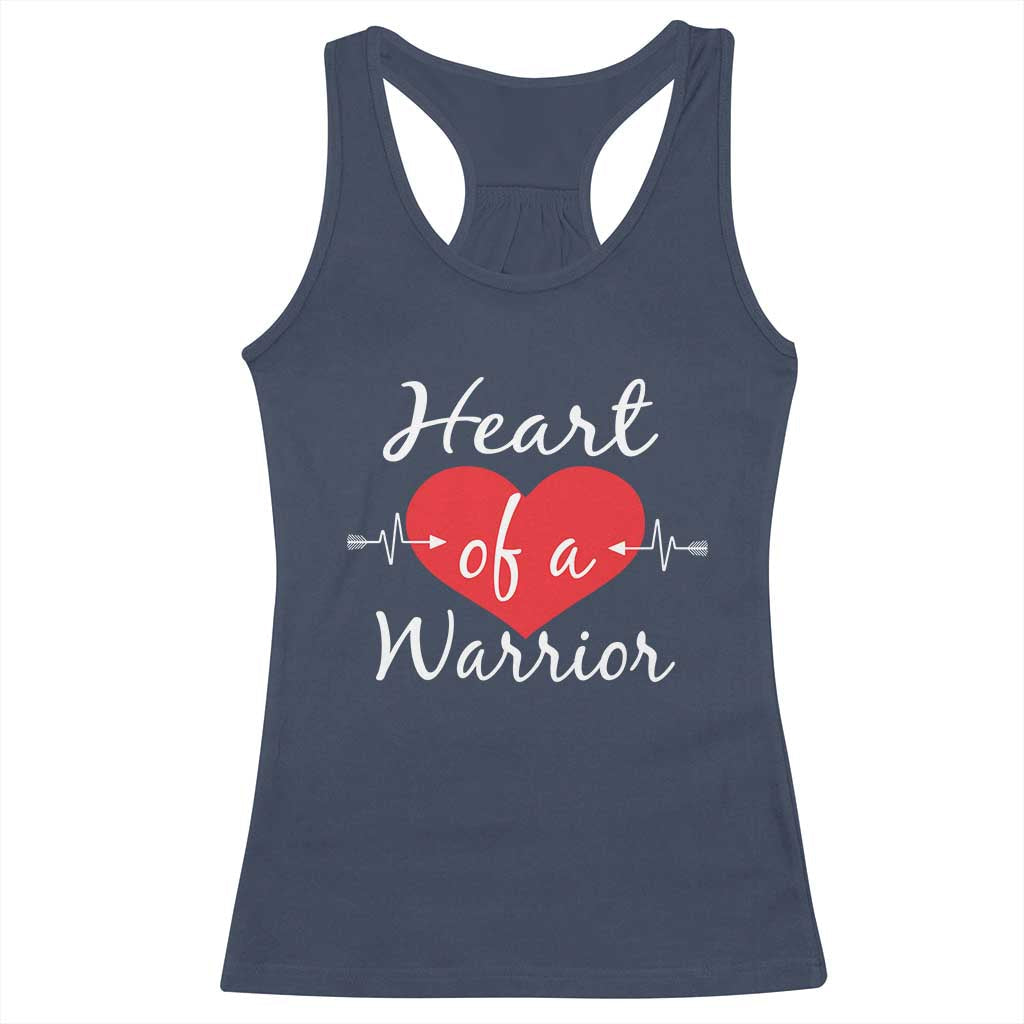 Heart Of A Warrior Racerback Tank Top CHD Awareness Heart TS11 Navy Print Your Wear