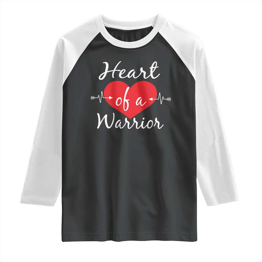 Heart Of A Warrior Raglan Shirt CHD Awareness Heart TS11 Black White Print Your Wear