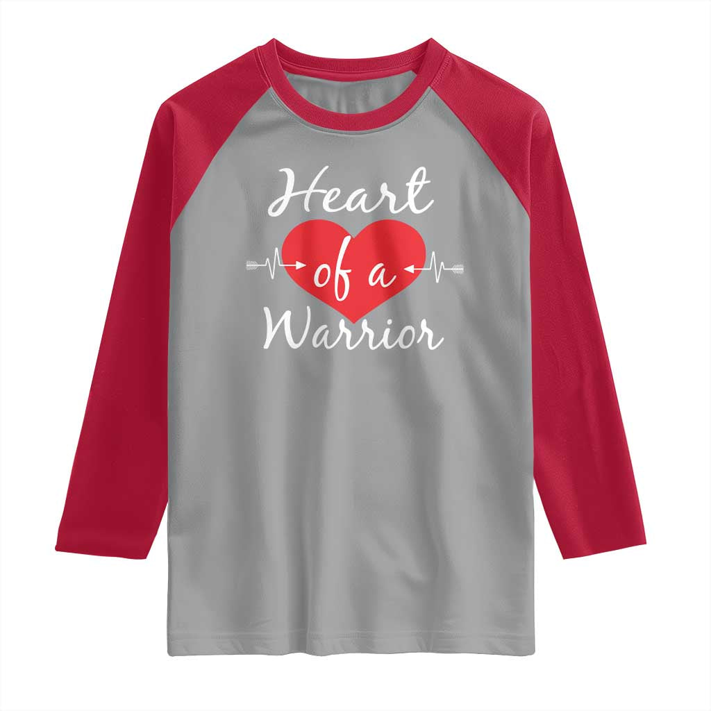 Heart Of A Warrior Raglan Shirt CHD Awareness Heart TS11 Sport Gray Red Print Your Wear
