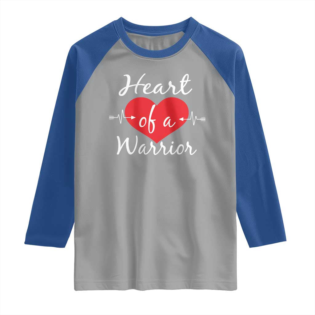 Heart Of A Warrior Raglan Shirt CHD Awareness Heart TS11 Sport Gray Royal Print Your Wear