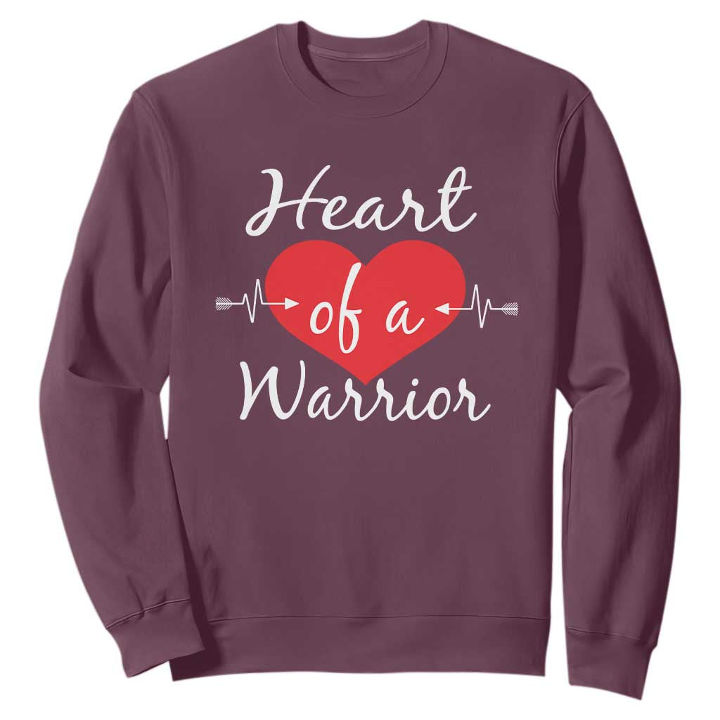 Heart Of A Warrior Sweatshirt CHD Awareness Heart TS11 Maroon Print Your Wear