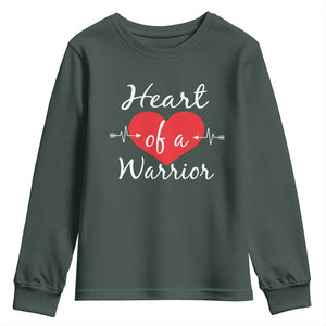 Heart Of A Warrior Youth Sweatshirt CHD Awareness Heart TS11 Dark Forest Green Print Your Wear