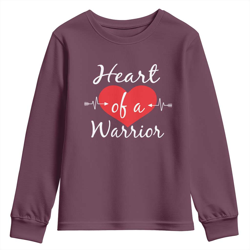 Heart Of A Warrior Youth Sweatshirt CHD Awareness Heart TS11 Maroon Print Your Wear