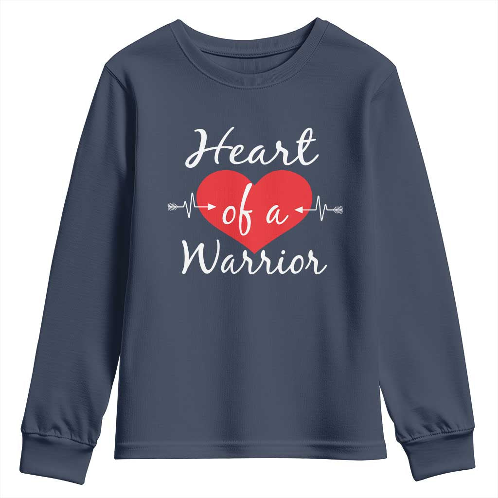 Heart Of A Warrior Youth Sweatshirt CHD Awareness Heart TS11 Navy Print Your Wear