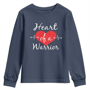 Heart Of A Warrior Youth Sweatshirt CHD Awareness Heart TS11 Navy Print Your Wear