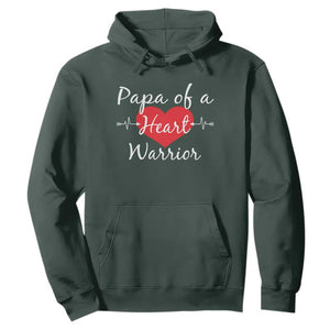Papa Of A Heart Warrior Hoodie CHD Awareness Heart TS11 Dark Forest Green Print Your Wear