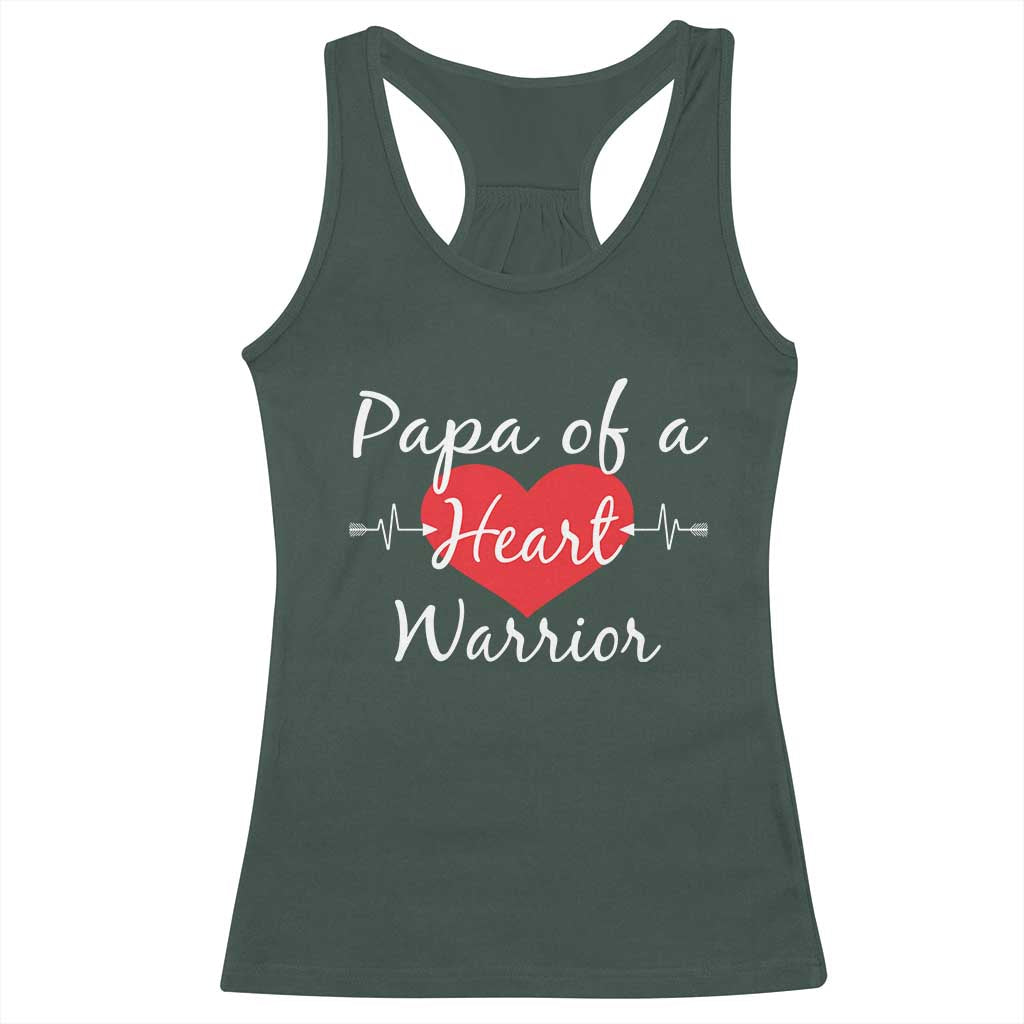 Papa Of A Heart Warrior Racerback Tank Top CHD Awareness Heart TS11 Dark Forest Green Print Your Wear