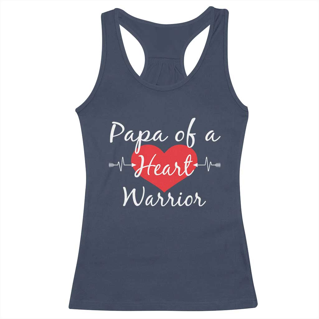 Papa Of A Heart Warrior Racerback Tank Top CHD Awareness Heart TS11 Navy Print Your Wear