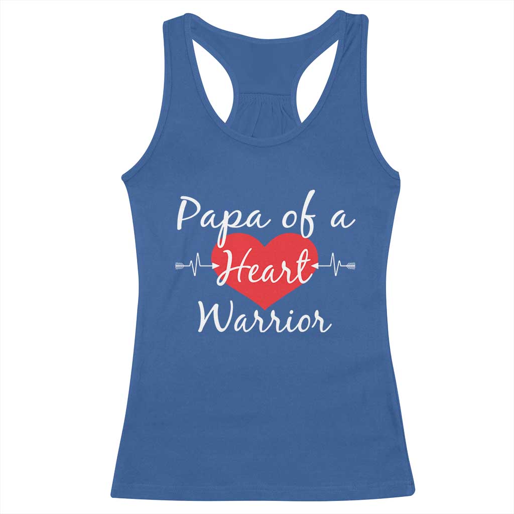 Papa Of A Heart Warrior Racerback Tank Top CHD Awareness Heart TS11 Royal Blue Print Your Wear