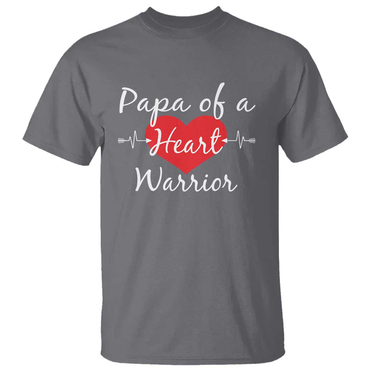 Papa Of A Heart Warrior T Shirt CHD Awareness Heart TS11 Charcoal Print Your Wear