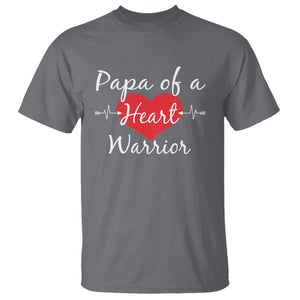Papa Of A Heart Warrior T Shirt CHD Awareness Heart TS11 Charcoal Print Your Wear