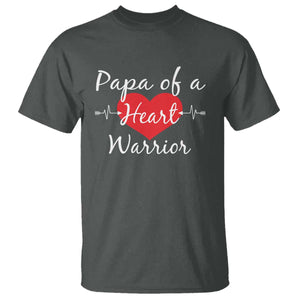Papa Of A Heart Warrior T Shirt CHD Awareness Heart TS11 Dark Heather Print Your Wear