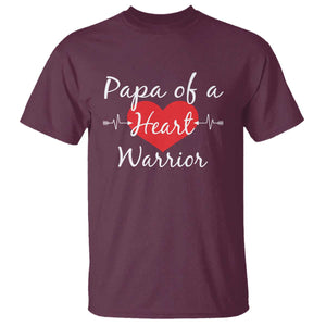 Papa Of A Heart Warrior T Shirt CHD Awareness Heart TS11 Maroon Print Your Wear