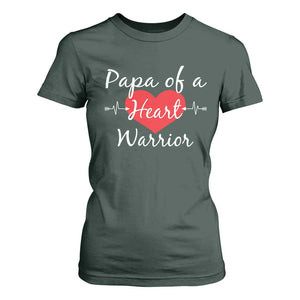 Papa Of A Heart Warrior T Shirt For Women CHD Awareness Heart TS11 Dark Forest Green Print Your Wear