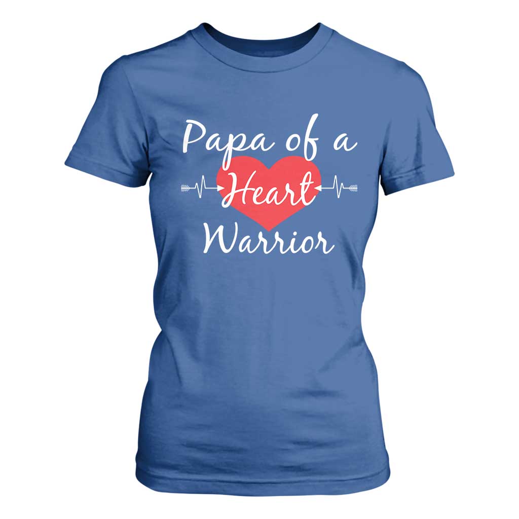 Papa Of A Heart Warrior T Shirt For Women CHD Awareness Heart TS11 Royal Blue Print Your Wear