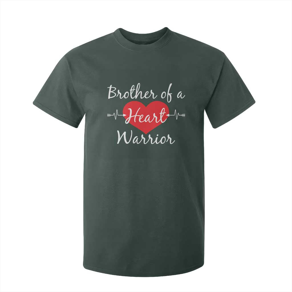 Brother Of A Heart Warrior T Shirt For Kid CHD Awareness Heart TS11 Dark Forest Green Print Your Wear