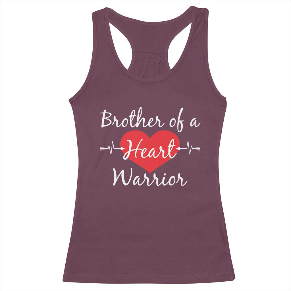 Brother Of A Heart Warrior Racerback Tank Top CHD Awareness Heart TS11 Maroon Print Your Wear
