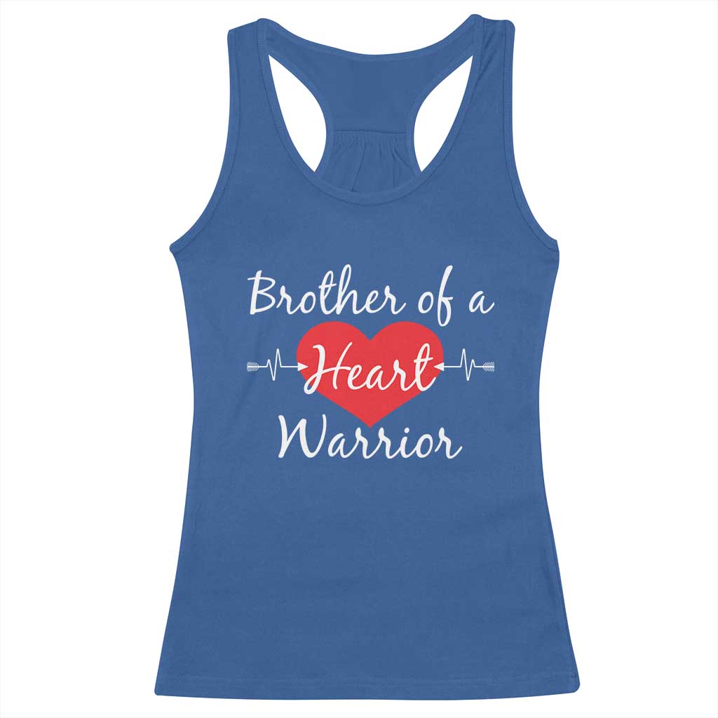 Brother Of A Heart Warrior Racerback Tank Top CHD Awareness Heart TS11 Royal Blue Print Your Wear