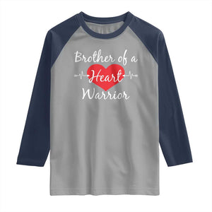 Brother Of A Heart Warrior Raglan Shirt CHD Awareness Heart TS11 Sport Gray Navy Print Your Wear