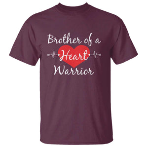 Brother Of A Heart Warrior T Shirt CHD Awareness Heart TS11 Maroon Print Your Wear