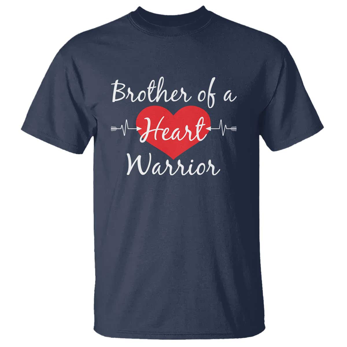 Brother Of A Heart Warrior T Shirt CHD Awareness Heart TS11 Navy Print Your Wear
