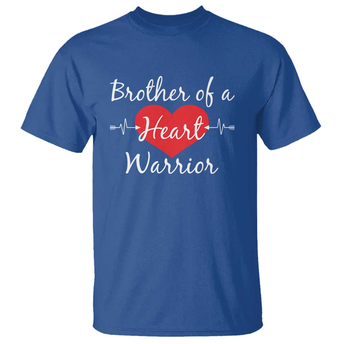 Brother Of A Heart Warrior T Shirt CHD Awareness Heart TS11 Royal Blue Print Your Wear