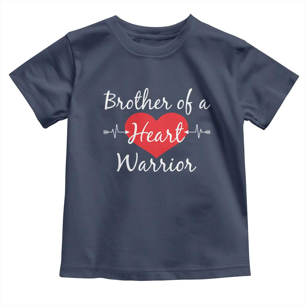 Brother Of A Heart Warrior Toddler T Shirt CHD Awareness Heart TS11 Navy Print Your Wear