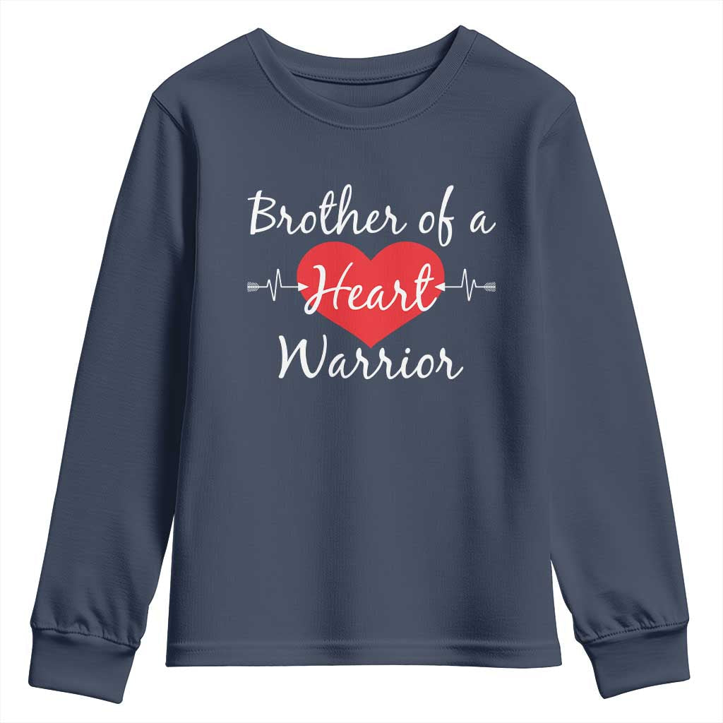 Brother Of A Heart Warrior Youth Sweatshirt CHD Awareness Heart TS11 Navy Print Your Wear