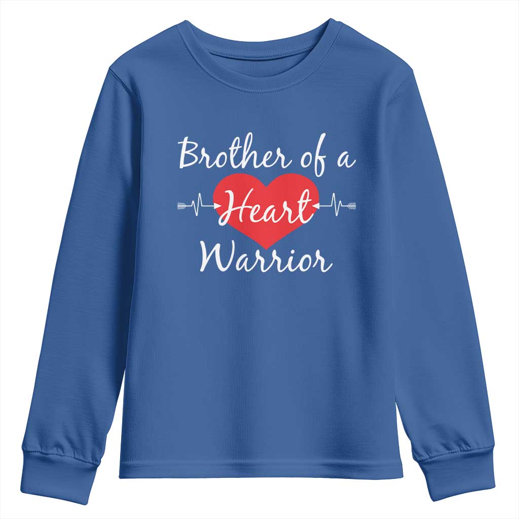 Brother Of A Heart Warrior Youth Sweatshirt CHD Awareness Heart TS11 Royal Blue Print Your Wear