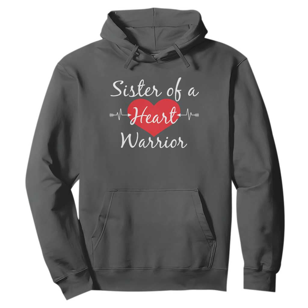 Sister Of A Heart Warrior Hoodie CHD Awareness Heart TS11 Dark Heather Print Your Wear