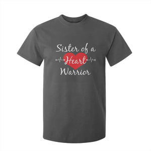 Sister Of A Heart Warrior T Shirt For Kid CHD Awareness Heart TS11 Dark Heather Print Your Wear