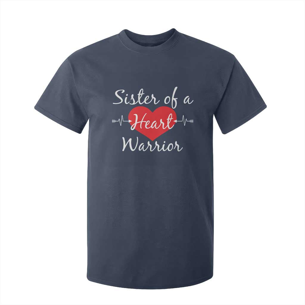 Sister Of A Heart Warrior T Shirt For Kid CHD Awareness Heart TS11 Navy Print Your Wear