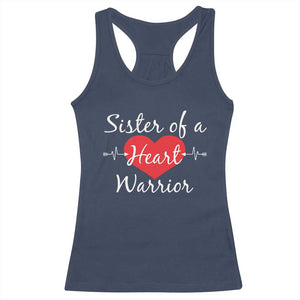 Sister Of A Heart Warrior Racerback Tank Top CHD Awareness Heart TS11 Navy Print Your Wear