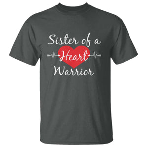 Sister Of A Heart Warrior T Shirt CHD Awareness Heart TS11 Dark Heather Print Your Wear
