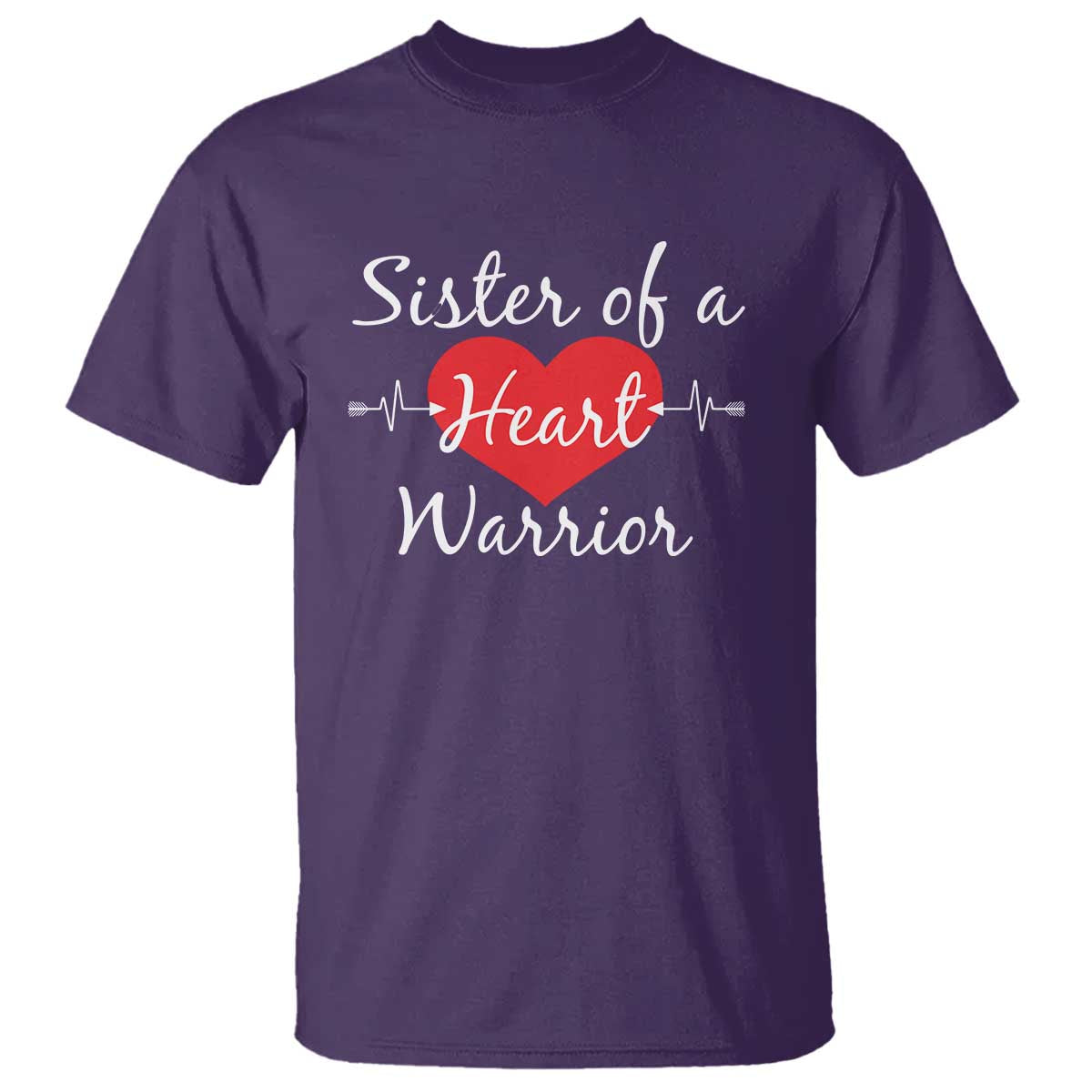 Sister Of A Heart Warrior T Shirt CHD Awareness Heart TS11 Purple Print Your Wear