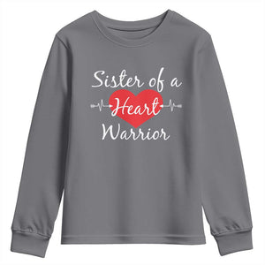 Sister Of A Heart Warrior Youth Sweatshirt CHD Awareness Heart TS11 Charcoal Print Your Wear
