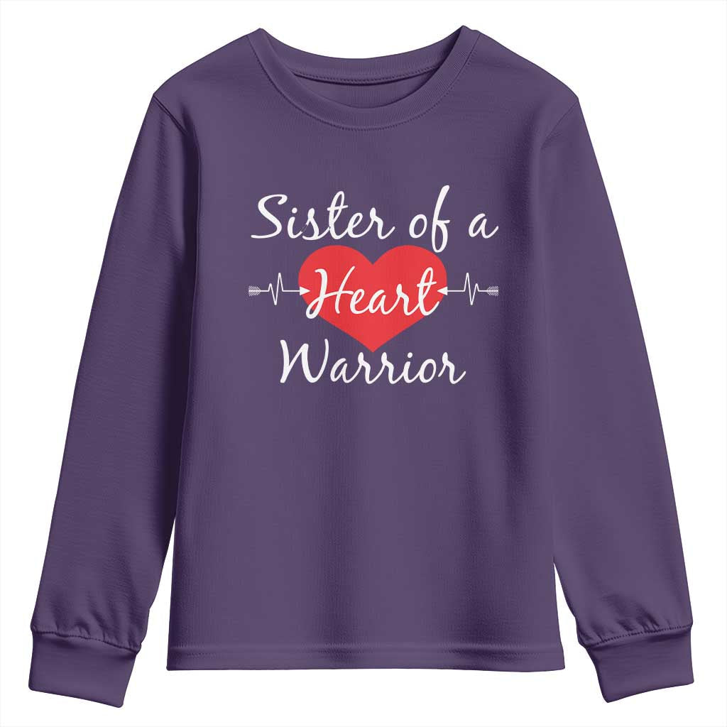 Sister Of A Heart Warrior Youth Sweatshirt CHD Awareness Heart TS11 Purple Print Your Wear