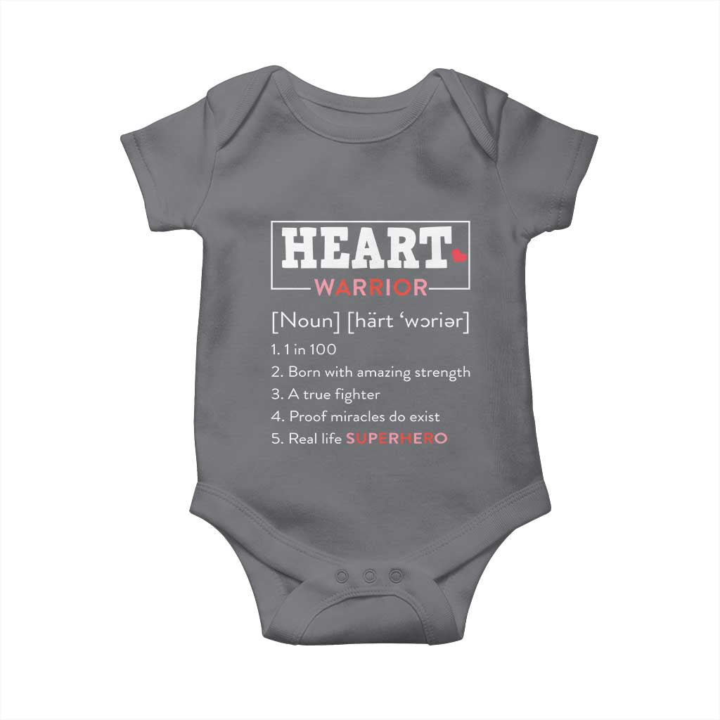 Heart Warrior Definition Baby Onesie Congenital Heart Disease CHD Awareness TS11 Charcoal Print Your Wear