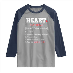 Heart Warrior Definition Raglan Shirt Congenital Heart Disease CHD Awareness TS11 Sport Gray Navy Print Your Wear