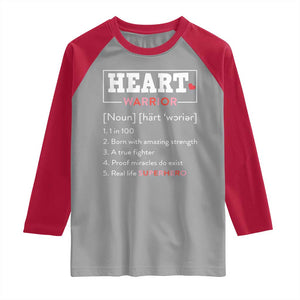 Heart Warrior Definition Raglan Shirt Congenital Heart Disease CHD Awareness TS11 Sport Gray Red Print Your Wear