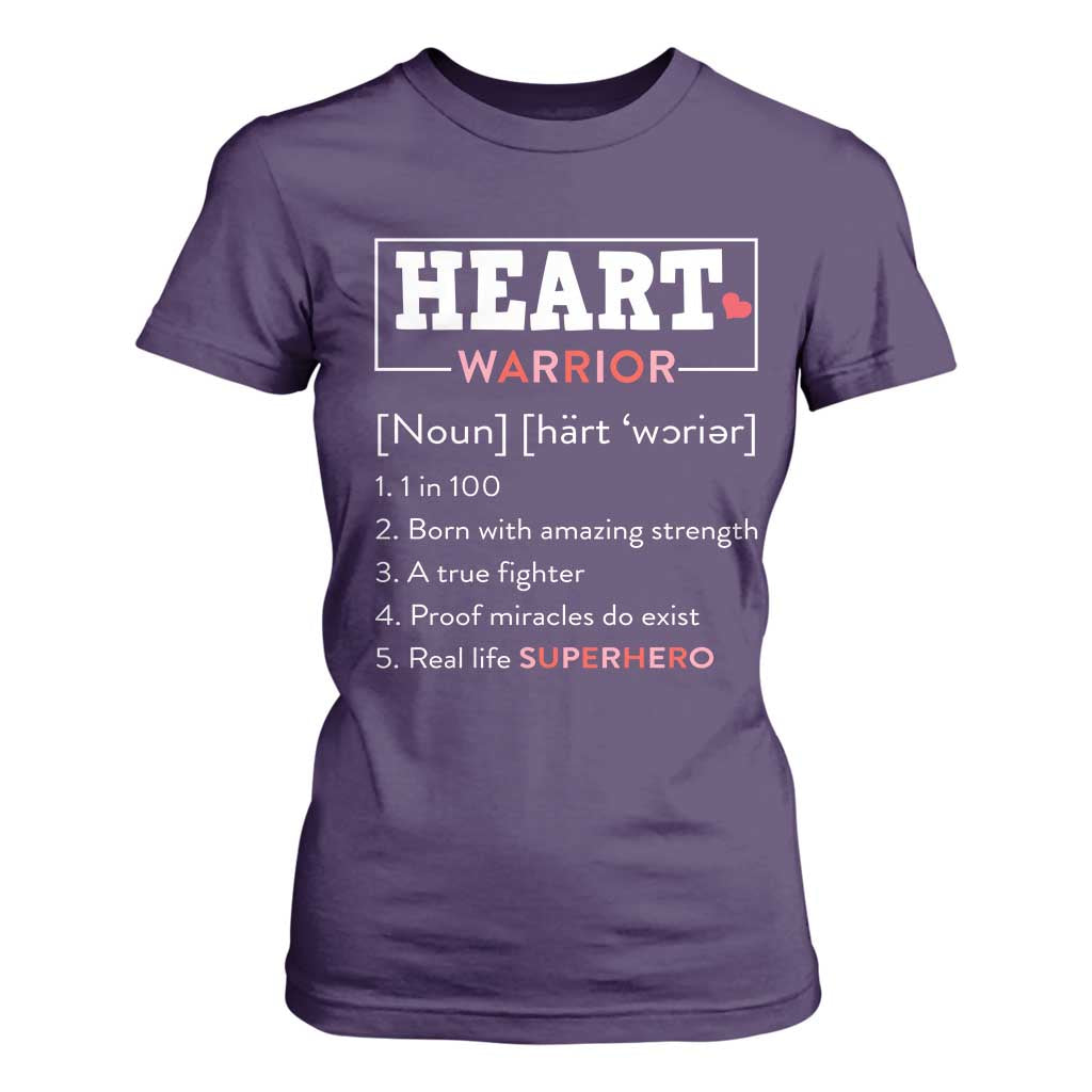 Heart Warrior Definition T Shirt For Women Congenital Heart Disease CHD Awareness TS11 Purple Print Your Wear