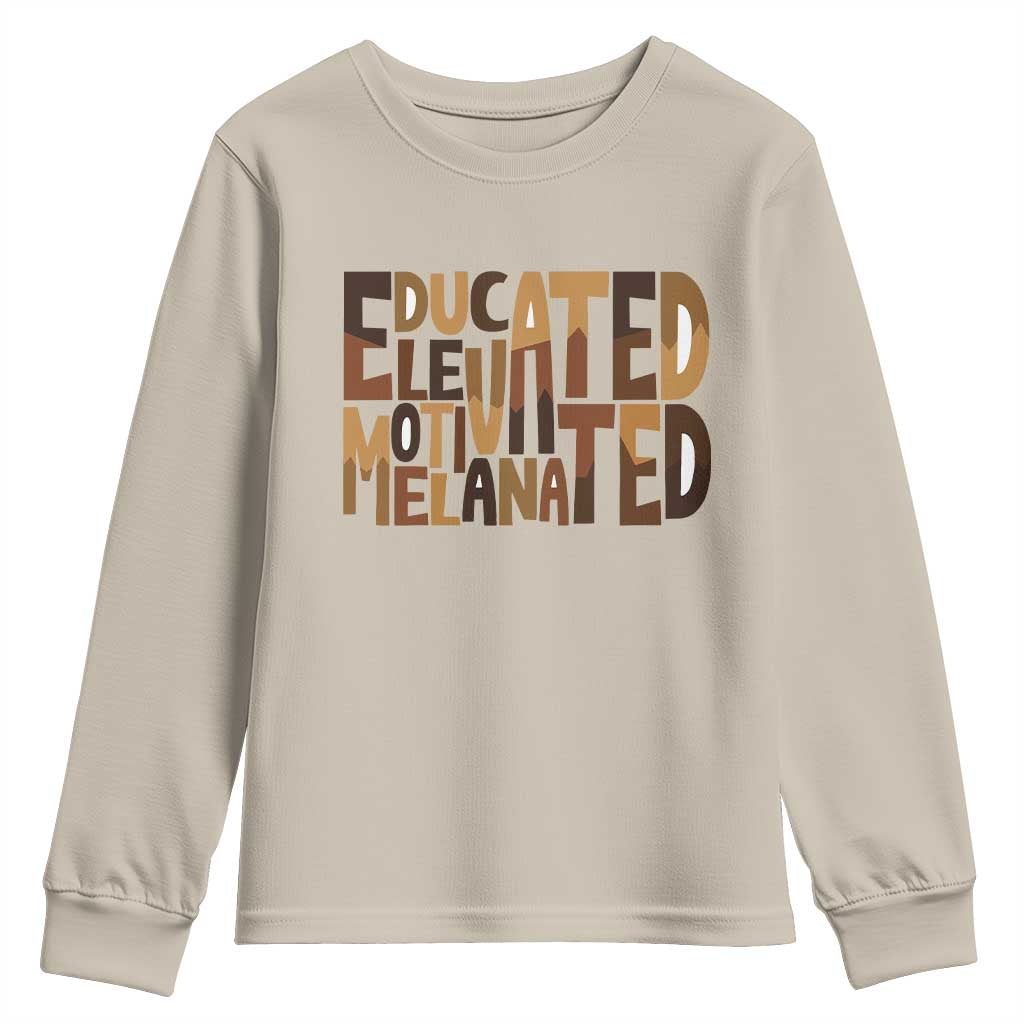 Educated Elevated Motivated Melanated Youth Sweatshirt Proud African American TS11 Sand Print Your Wear