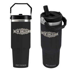 NOLA New Orleans Pride Vintage Scrollwork Flip Straw Tumbler TS11 One Size: 30 oz Black Print Your Wear