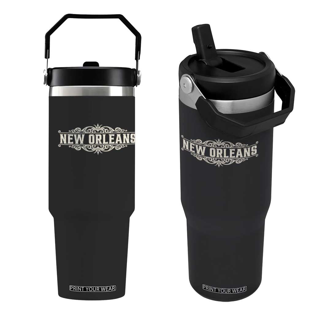 NOLA New Orleans Pride Vintage Scrollwork Flip Straw Tumbler TS11 One Size: 30 oz Black Print Your Wear